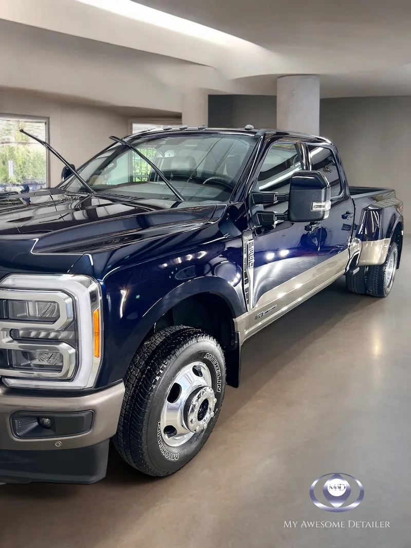 Navy Ford F-450 window tint