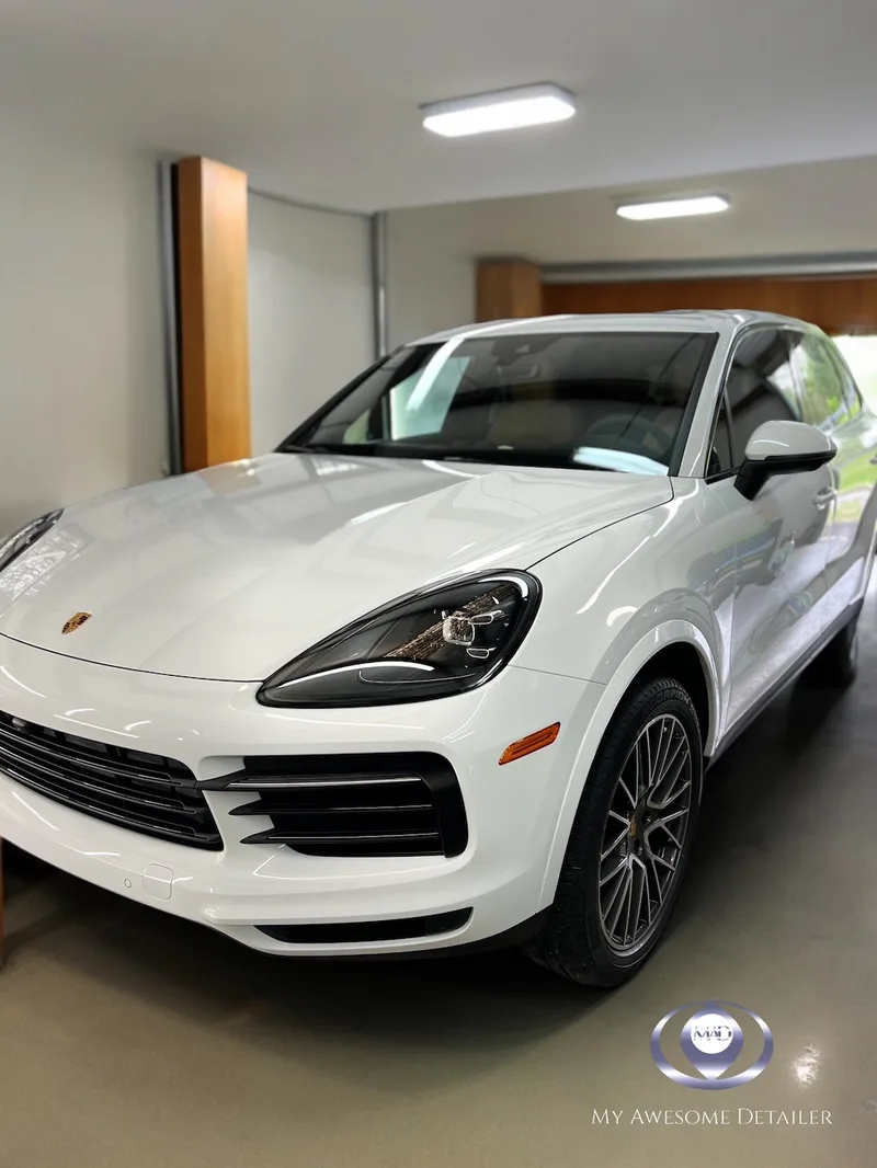 White Porsche Cayenne with PPF